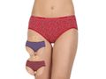 Pack of 3 Bikini Style Printed Cotton Briefs in Assorted colors-8200