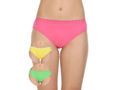 Pack of 3 Bikini Style Cotton Briefs in Assorted colors with Lacy waist Band-1473C