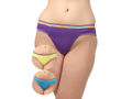 BODYCARE Pack of 3 Bikini Style Cotton Briefs in Assorted colors with Multi Coloured Striped waist band-E1477