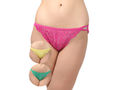 BODYCARE Pack of 3 Bikini Style Cotton Briefs in Assorted colors with Lacy Crotch-E1456