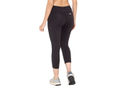 Bodyactive Women's Polyester Spandex Black Capri Yoga Pants with Pocket Essential High Waisted for Workout-LC07-BLK