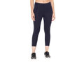 Bodyactive Women's Polyester Spandex Navy Capri Yoga Pants with Pocket Essential High Waisted for Workout-LC07-NVY