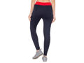 Bodyactive Navy Yoga Pants for Women, High Waist Workout Tummy Control Pants-LL26-NAV/RED