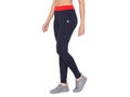 Bodyactive Navy Yoga Pants for Women, High Waist Workout Tummy Control Pants-LL26-NAV/RED