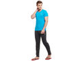 Bodyactive Men Turquoise Cotton V-Neck T-Shirt-TS13-RBLU