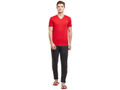 Bodyactive Men Red Cotton V-Neck T-Shirt-TS13-RED