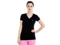 Bodyactive Women Black V Neck Tee-TS14-BLK