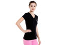 Bodyactive Women Black V Neck Tee-TS14-BLK