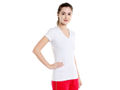 Bodyactive Women Heather Grey V Neck Tee-TS14-HTGREY