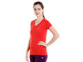 Bodyactive Women Red V Neck Tee-TS14-RED