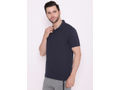 Bodyactive Solid Casual Half Sleeve Cotton Rich Pique Polo T-Shirt for Men -TS50-NAV