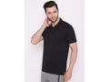 Bodyactive Solid Casual Half Sleeve Cotton Rich Pique Polo T-Shirt for Men with Chest Pocket-TS51-BLK