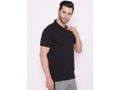 Bodyactive Solid Casual Half Sleeve Cotton Rich Pique Polo T-Shirt for Men with Chest Pocket-TS51-BLK