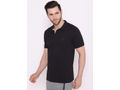 Bodyactive Solid Casual Half Sleeve Cotton Rich V neck Pique Polo T-Shirt for Men-TS52-BLK-GRY