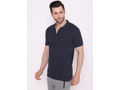Bodyactive Solid Casual Half Sleeve Cotton Rich V neck Pique Polo T-Shirt for Men-TS52-NAV-GRY