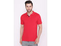 Bodyactive Solid Casual Half Sleeve Cotton Rich V neck Pique Polo T-Shirt for Men-TS52-RED-NAV