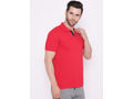 Bodyactive Solid Casual Half Sleeve Cotton Rich V neck Pique Polo T-Shirt for Men-TS52-RED-NAV