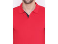 Bodyactive Solid Casual Half Sleeve Cotton Rich V neck Pique Polo T-Shirt for Men-TS52-RED-NAV