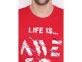 Bodyactive Regular Fit Printed Ribbed Round Neck Half Sleeve T-Shirt for Men-TS71-RED