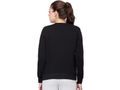 Bodyactive Women Cotton Fleece Blend Black Solid Crew Neck Sweatshirt-TSW112_BLK