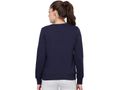 Bodyactive Women Cotton Fleece Blend Dark Blue Solid Crew Neck Sweatshirt-TSW112_NVY