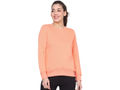 Bodyactive Women Cotton Fleece Blend Orange Solid Crew Neck Sweatshirt-TSW112_PCH