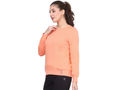 Bodyactive Women Cotton Fleece Blend Orange Solid Crew Neck Sweatshirt-TSW112_PCH