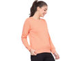 Bodyactive Women Cotton Fleece Blend Orange Solid Crew Neck Sweatshirt-TSW112_PCH