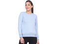 Bodyactive Women Cotton Fleece Blend Light Blue Solid Crew Neck Sweatshirt-TSW112_SKBLU