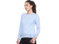 Bodyactive Women Cotton Fleece Blend Light Blue Solid Crew Neck Sweatshirt-TSW112_SKBLU