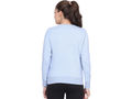 Bodyactive Women Cotton Fleece Blend Light Blue Solid Crew Neck Sweatshirt-TSW112_SKBLU