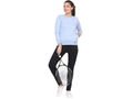 Bodyactive Women Cotton Fleece Blend Light Blue Solid Crew Neck Sweatshirt-TSW112_SKBLU