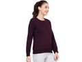 Bodyactive Women Cotton Fleece Blend Purple Solid Crew Neck Sweatshirt-TSW112_WI