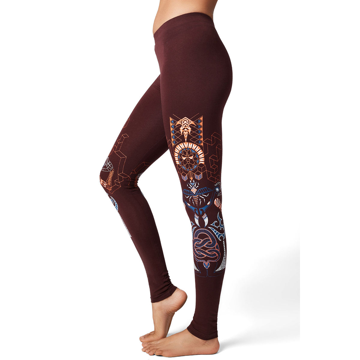 Kundalini snake rising art printed leggings, Yoga workout casual leggings