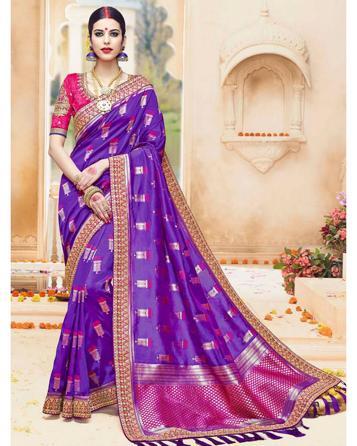 Ideas 60 of Purple Colour Wedding Saree