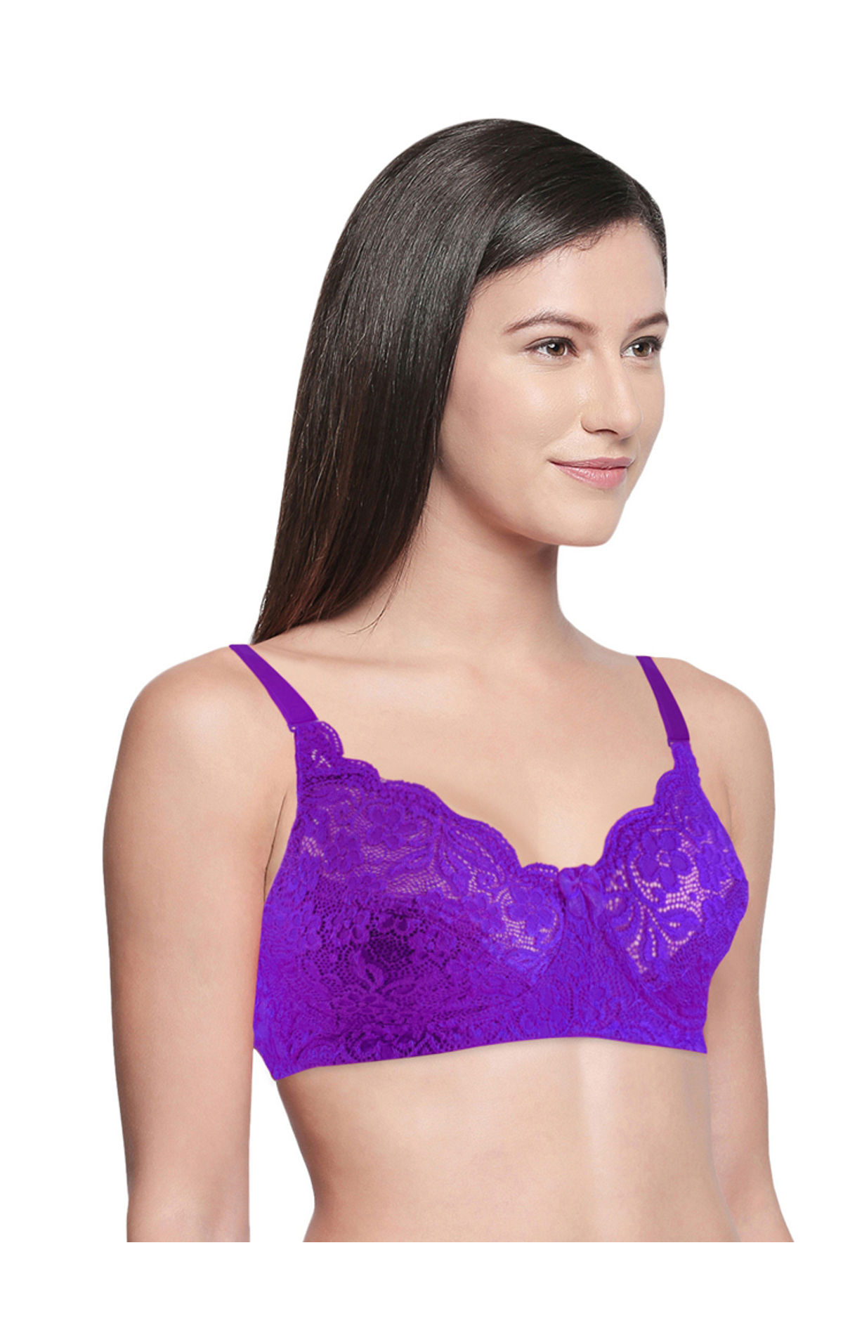 Women's Full Coverage Floral Underwire Non Padded Lace Bra Plus