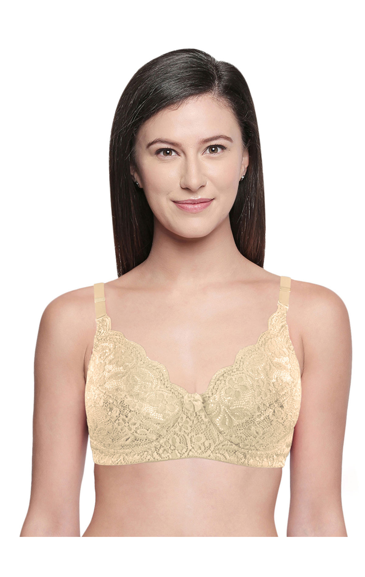 Non-padded Underwire Lace Bra - Light green - Ladies