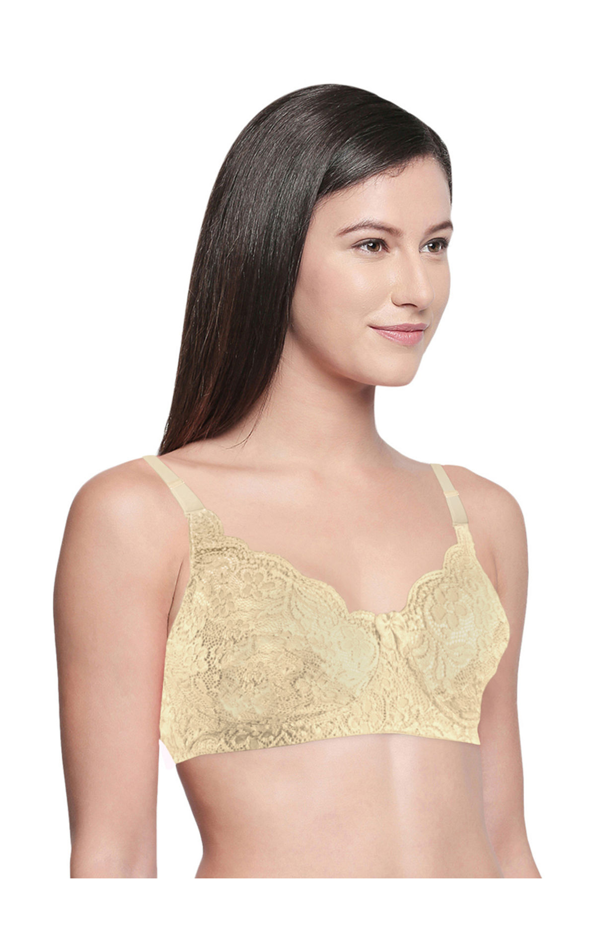 Lace Net Half Top Stretchable Non Padded Bra