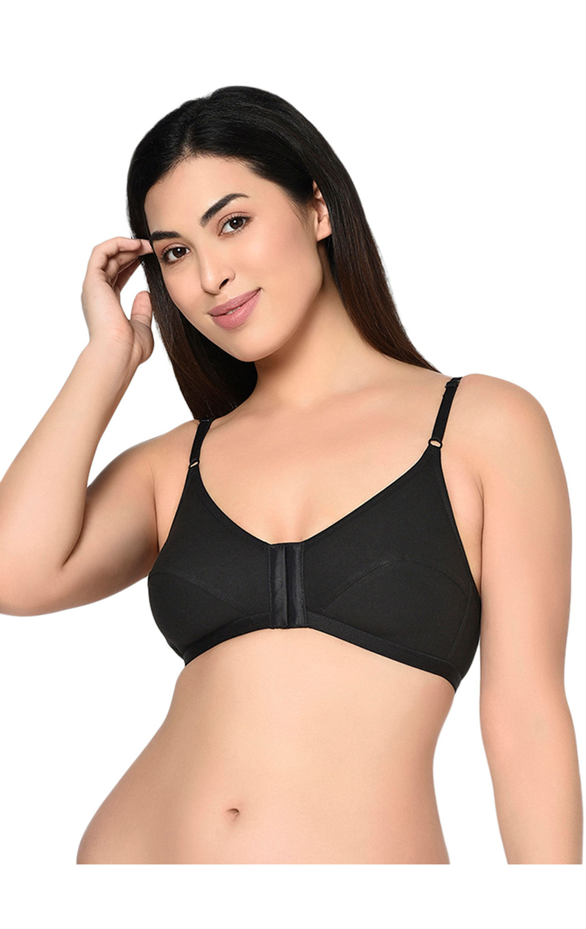 Womens Solid Underwired Padded Front Open Bra