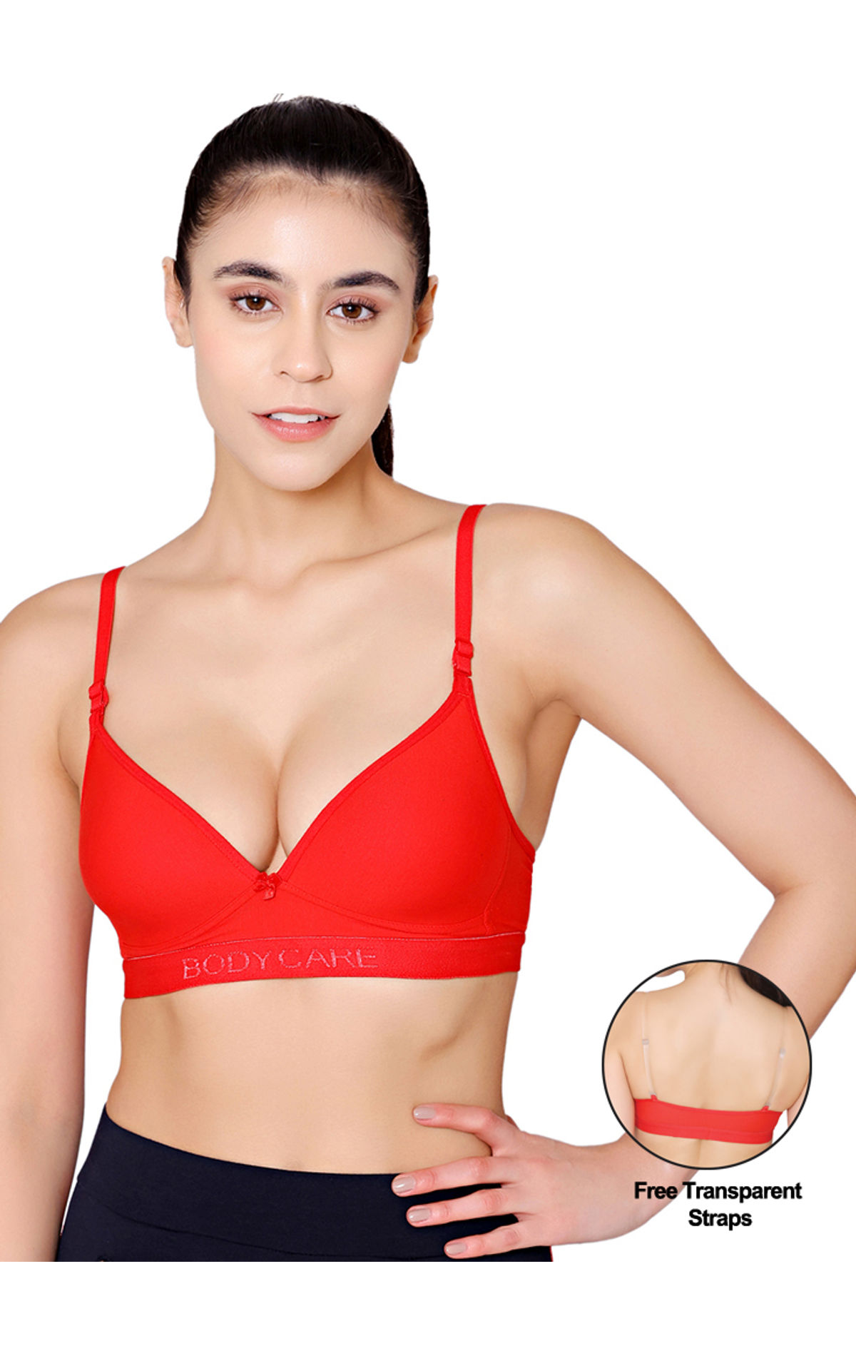 Bodycare Wire Free, Seamless Padded Sports Bra -1606-red, 1606-red