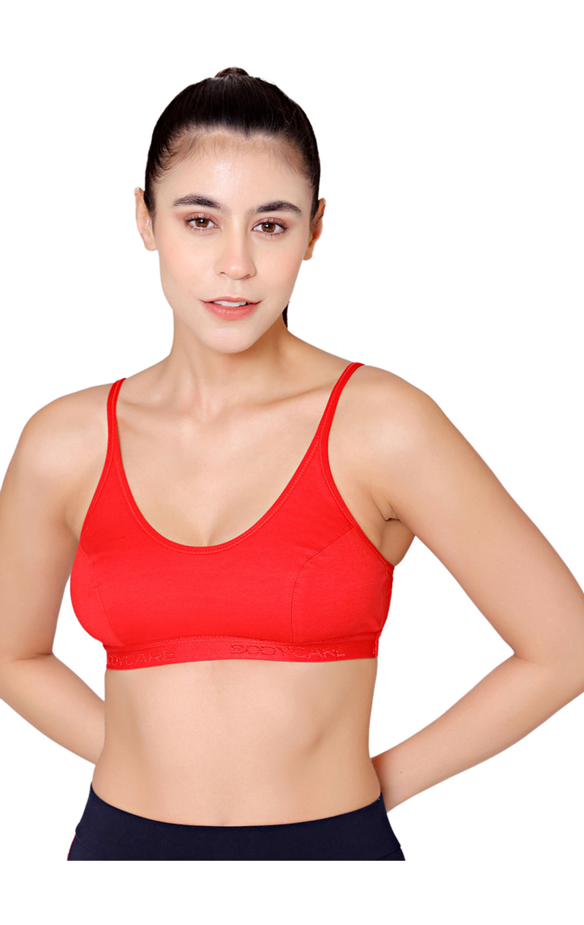 BODYCARE 1608RED Cotton, Spandex Full Coverage Sports Bra (32B