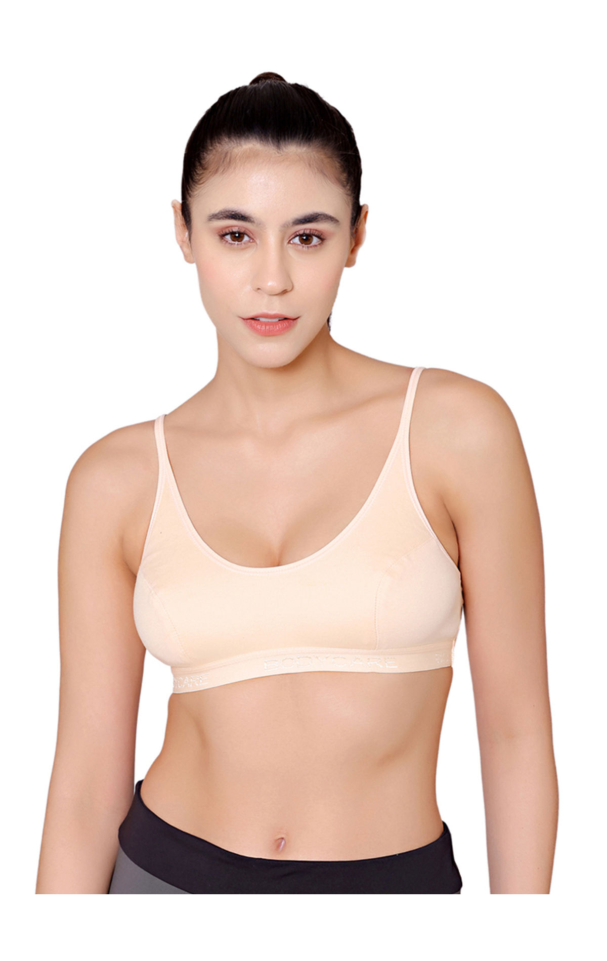 Bodycare Women's Synthetic Lightly Padded Wire Free Sports Bra Black :  : Fashion