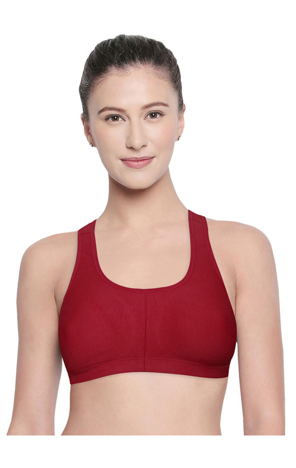 Bodycare Polyamide spandex broad straps seamless padded sports bra-1624NAV