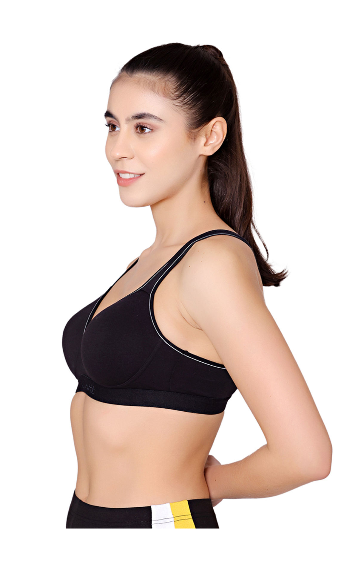 Bodycare cotton spandex wirefree adjustable straps seamless padded sports  bra-1615B