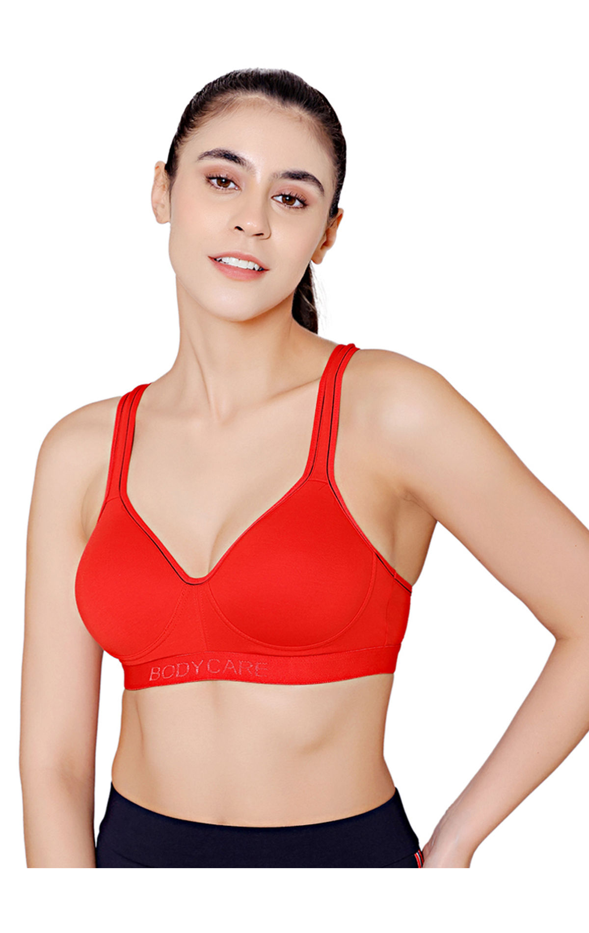 Bodycare Wire Free, Seamless Padded Sports Bra -1606-black