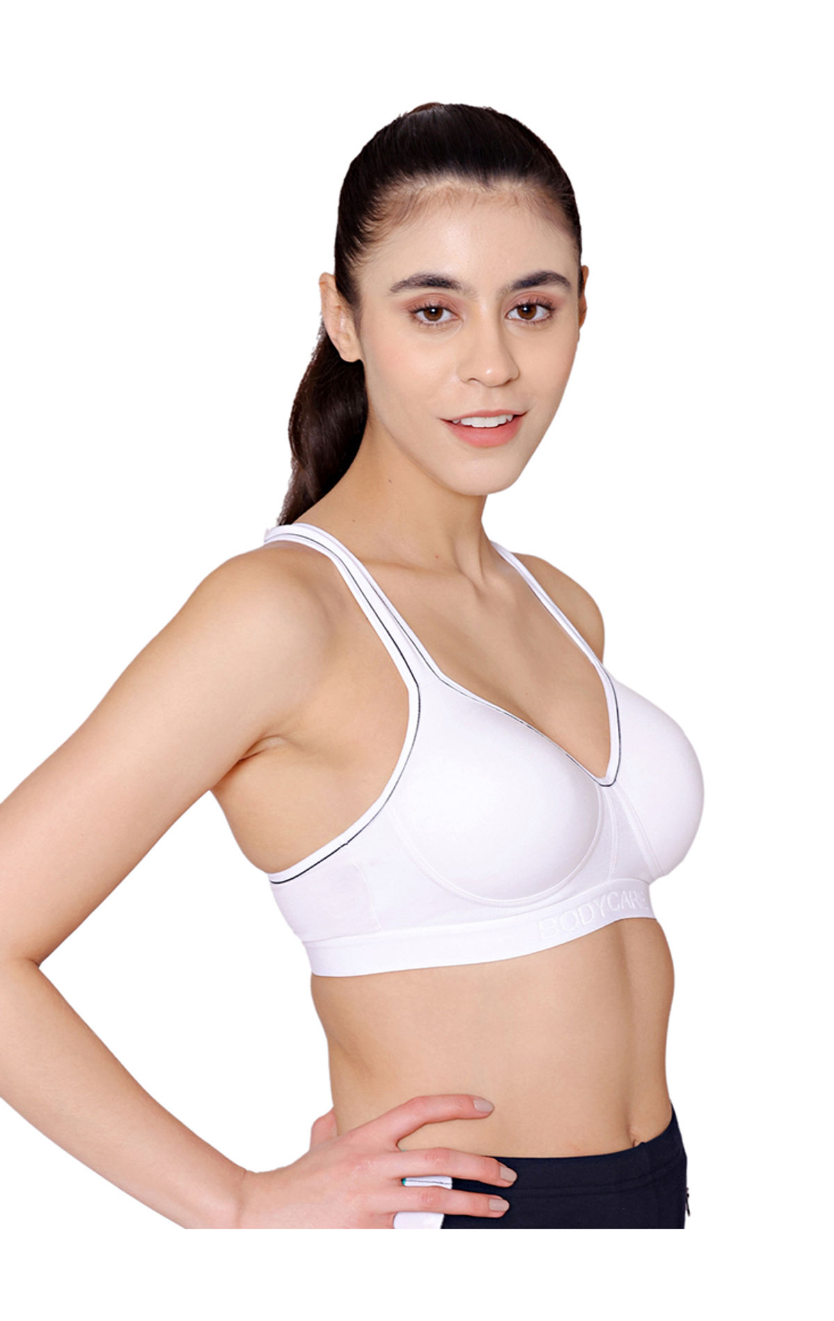 Bodycare cotton spandex wirefree adjustable straps seamless padded sports  bra-1615W