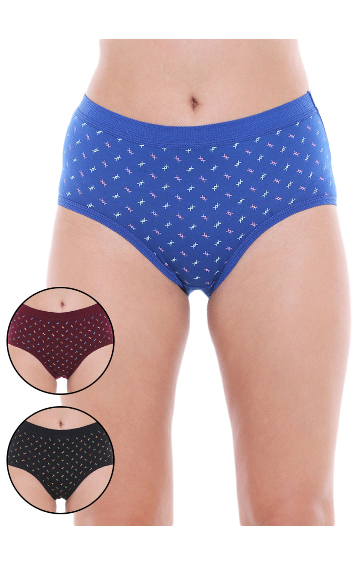 Pack Of 3 Printed Cotton Briefs In Assorted Colors-15000, 15000