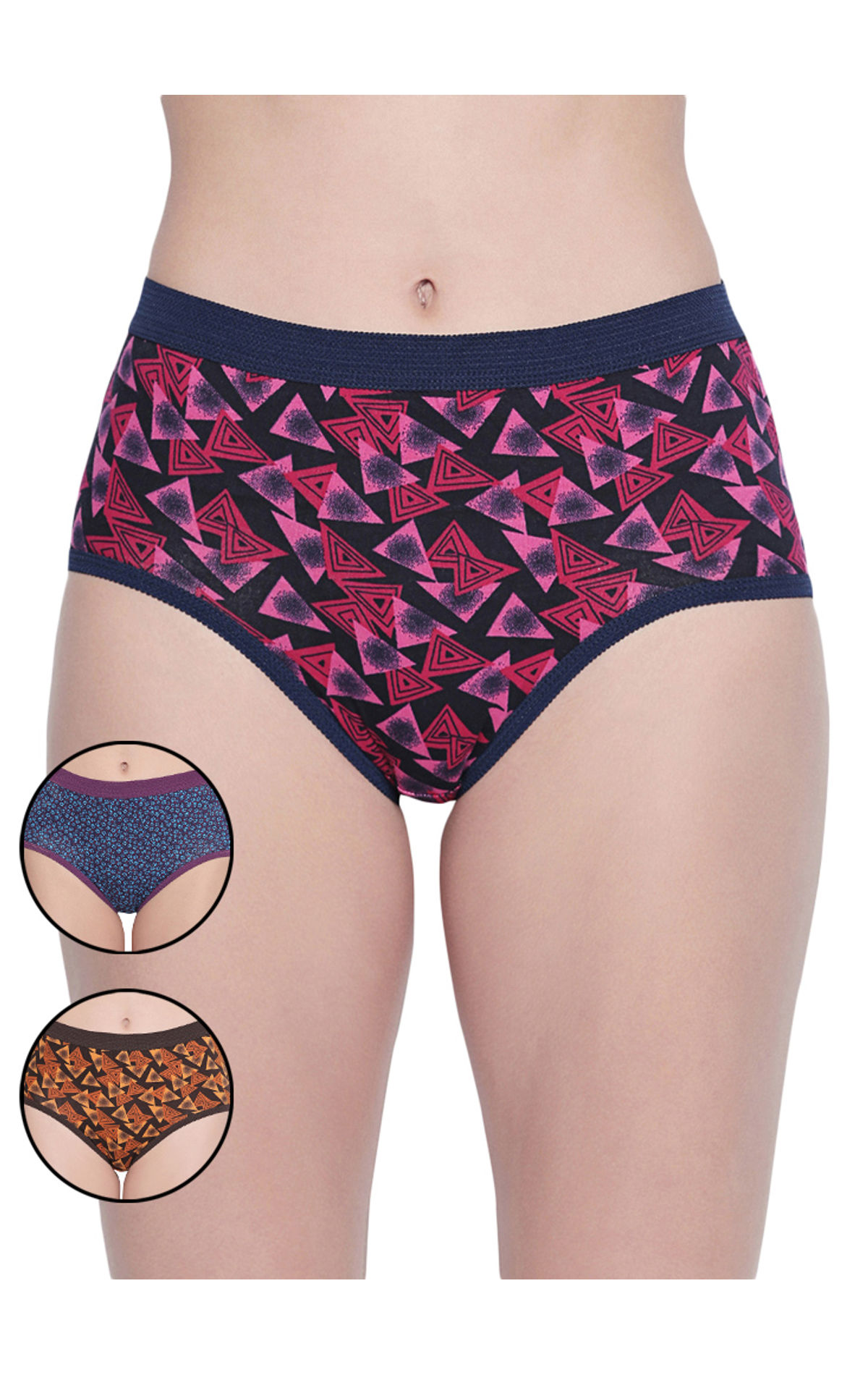 Pack Of 3 Bodycare Premium Cotton Printed Classic Panties-500-d, 500-d