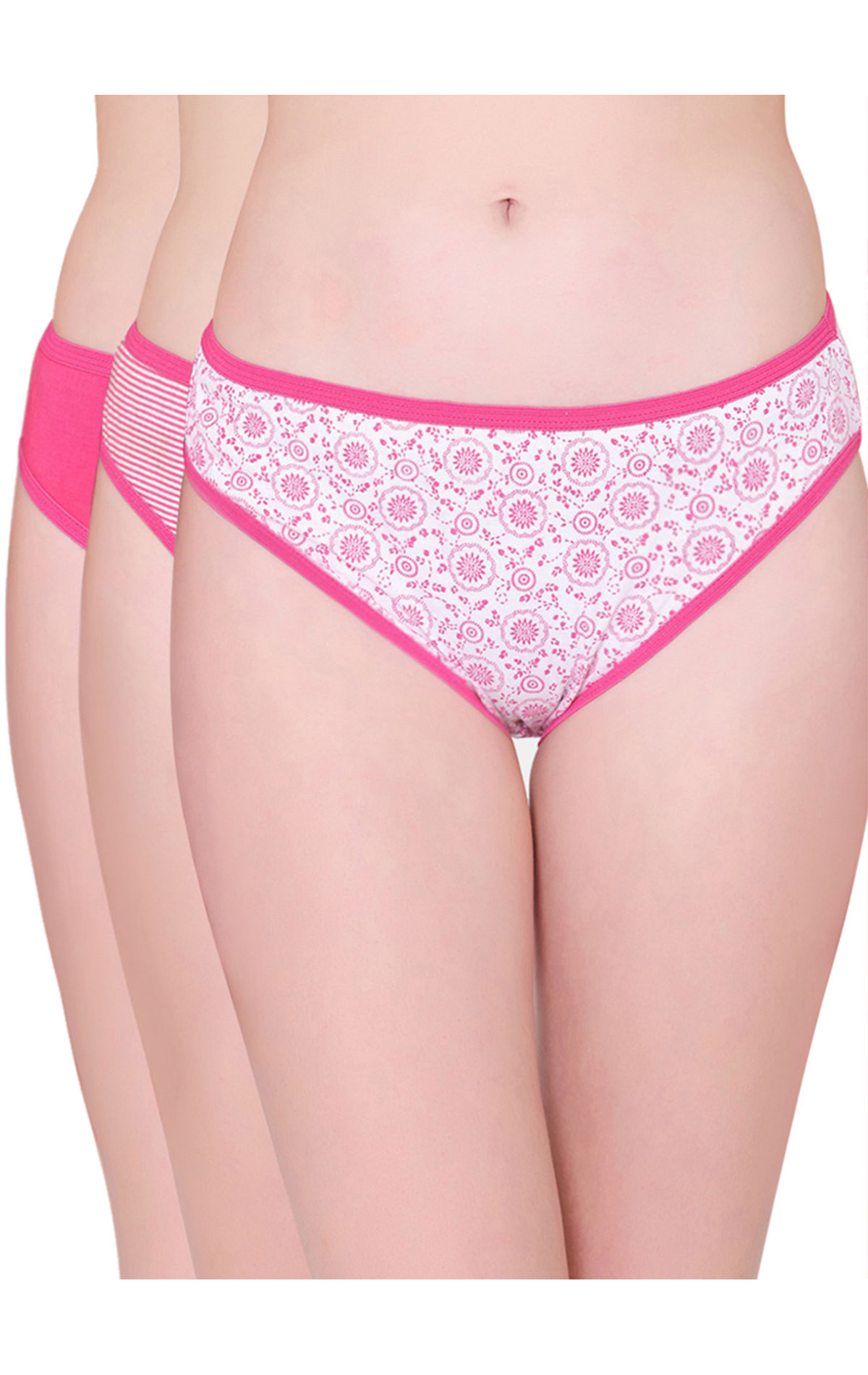 Bodycare Pack Of 3 Printed High-cut Briefs In Assorted Color-2909, 2909