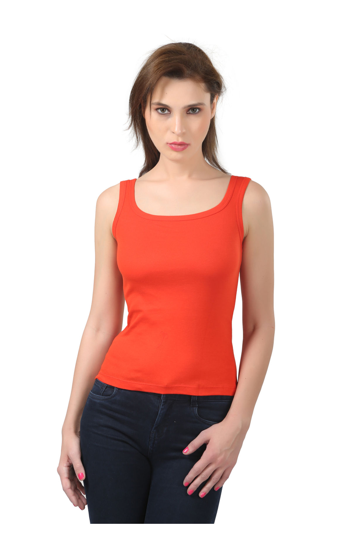 Broad Straps Round Neck Camisole - 44red | 44red